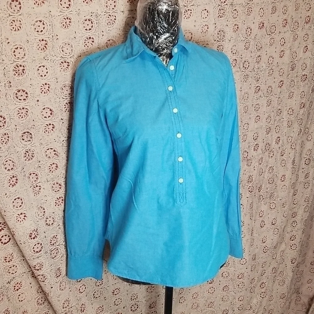 J Crew Aqua Blue Cotton Button Down Shirt XSmall 🎯